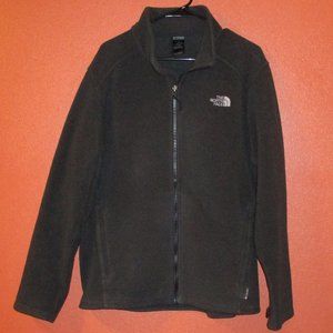 North Face Men Large Black White Full Zip Pockets Warm Outdoors Fleece Jacket